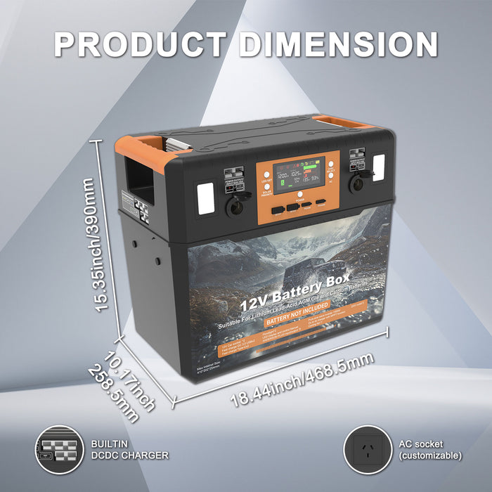 Portable 12V Empty Battery Box