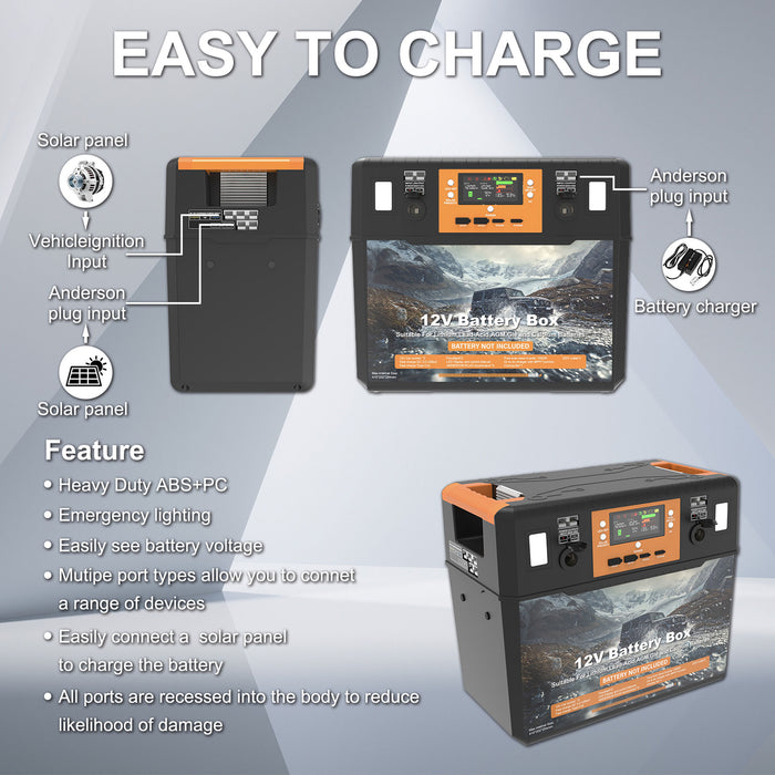 Portable 12V Empty Battery Box