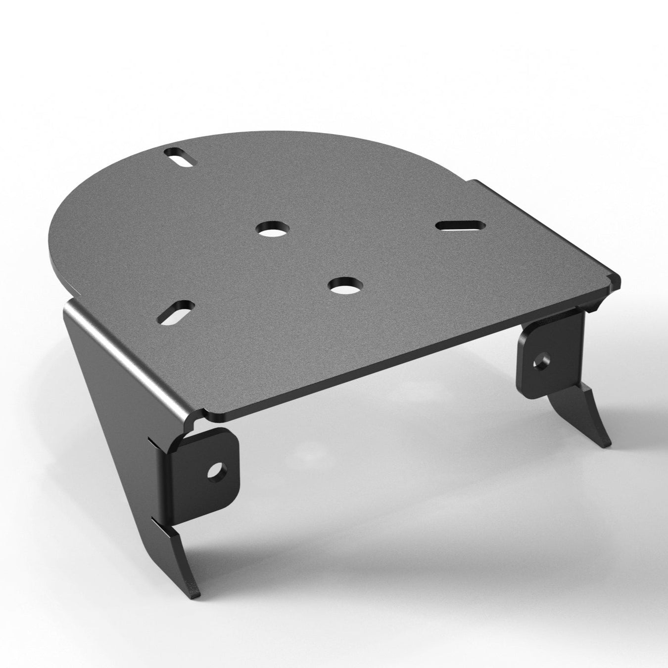 A black aluminum bracket designed for front mounting beacon work lights to a roll sports bar.