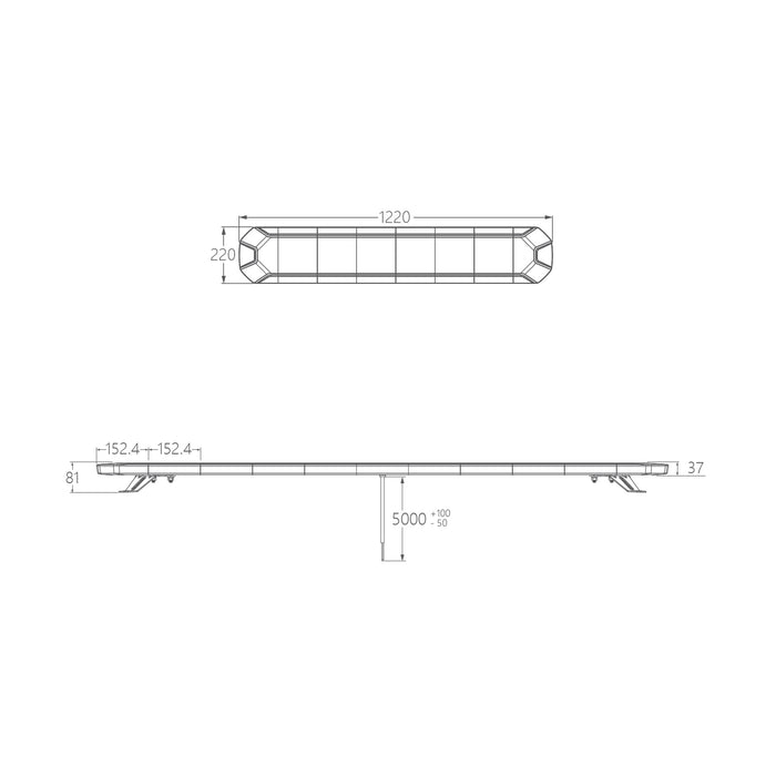 Dual Colour Emergency Light Bar w/ Remote Control 1200mm